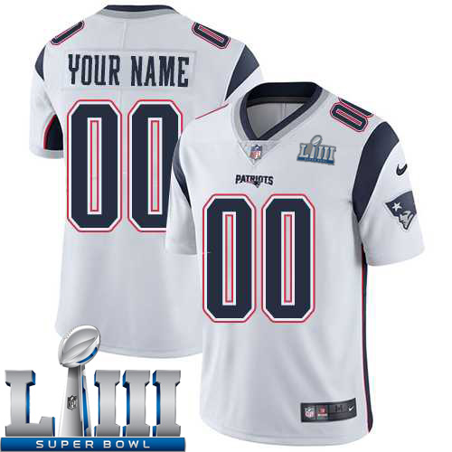 Custom Men New England Patriots White Limited Vapor Untouchable Nike 2019 Super Bowl LIII NFL Jersey